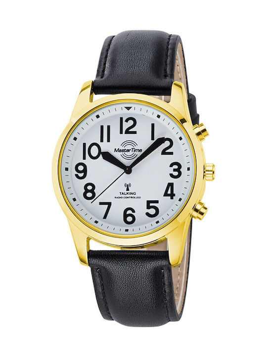 Master Time Ανδρικό Ρολόι Μπαταρίας με Μαύρο Δερμάτινο Λουράκι