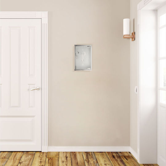 Dulap pentru Chei Drăguț Montat pe Perete cu 15 Cârlige din Oțel și Sticlă 32 X 22 X 6 Cm