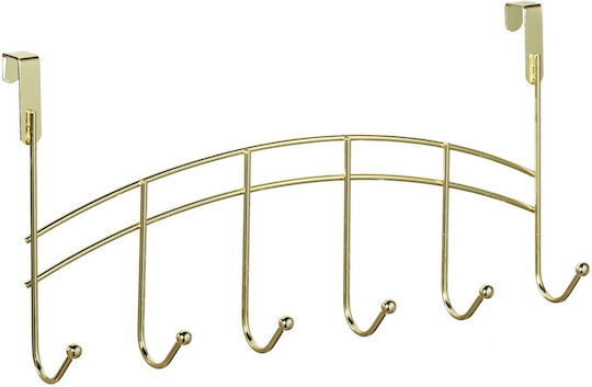 Versatile Metal Coat Rack 6 Hooks 20x40x9 Cm Gold
