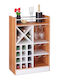 Suport pentru sticle de vin Relaxdays, 22 sticle, 3 suporturi, 18 pahare, raft natural, 96 x 63 x 35 cm