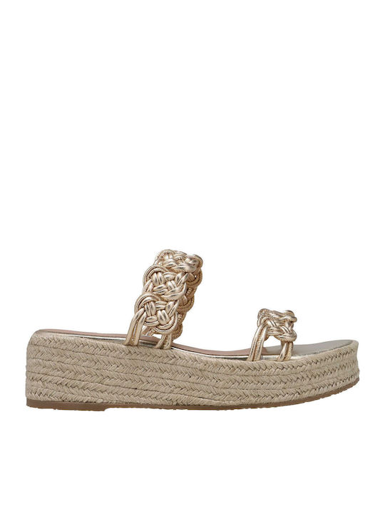 Flache Sandalen für Damen Flatforms in Gold Farbe