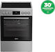 Indesit Κουζίνα 66lt με Κεραμικές Εστίες Π60εκ. Inox