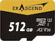 ExAscend Memory Card microSDXC 512GB U3 V30 A2 UHS-I 175MB/s with Adapter