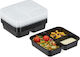 Set 10 caserole reutilizabile cu capac Relaxdays 3 compartimente volum 1000ml capac etanș