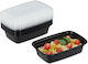 Rectangular Disposable Food Containers Lid 1000ml 10 Pieces 7 X 22 X 15 Cm