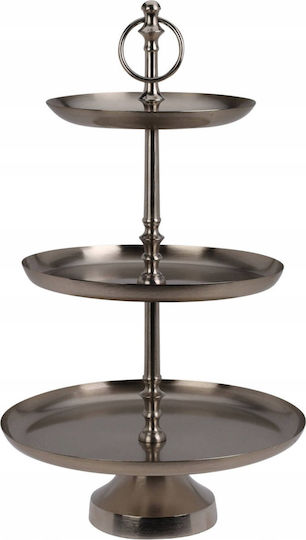 Home & Styling Метал Етажерка Сребрист Ø30xY50см Ш30xД30xВ50см 1бр
