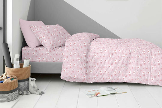 Astron Italy Swan Set Kids Pillowcases Made of 100% Cotton 52x72cm Pink