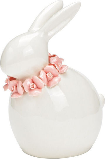 Porcelain Bunny with Pink Flower Wreath 15cm