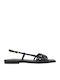 Leder Flache Sandalen für Damen in Schwarz Farbe