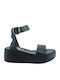 Flache Sandalen für Damen in Schwarz Farbe