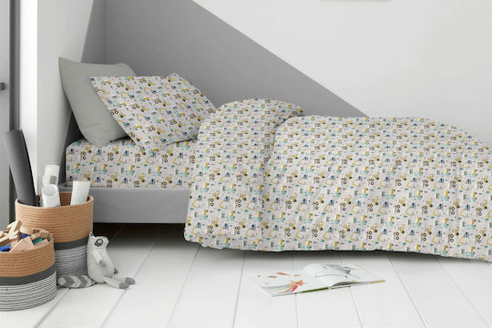 Silver Astron Комплект чаршафи Единично Памучни Сив 170x260см