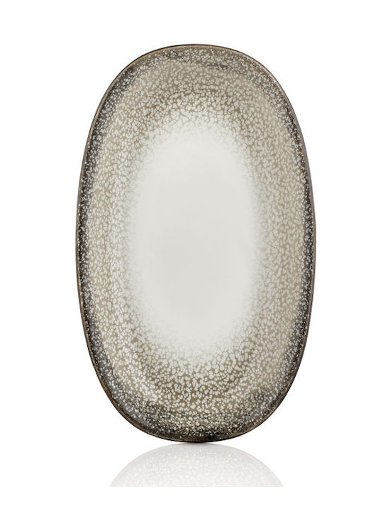 By Bone Serving Platter Oval made of Porcelain Beige 24x14.5cm
