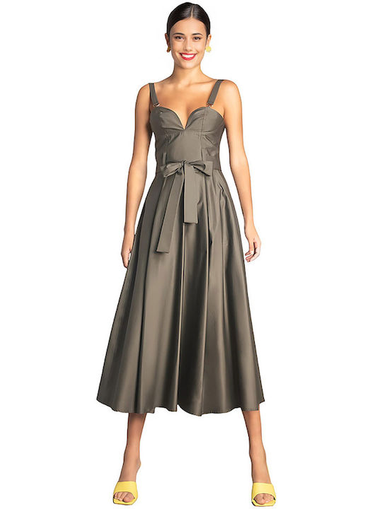 Moutaki Midi Dress for Wedding / Baptism Khaki 25.07.24 | Skroutz.mt