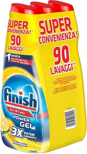 Finish All In One Max Gel Πλυντηρίου Πιάτων 600ml 90 Μεζούρες
