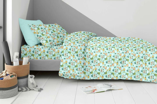 Astron Italy Jurrassic Set Fete De Pernă Pentru Copii Din 100% Bumbac 52x72cm Verzi