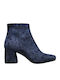 Leather Women's Ankle Boots Blue