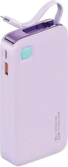 Usams CD225 Power Bank 10000mAh 20W με Θύρα USB-A και Θύρα USB-C Power Delivery Μωβ