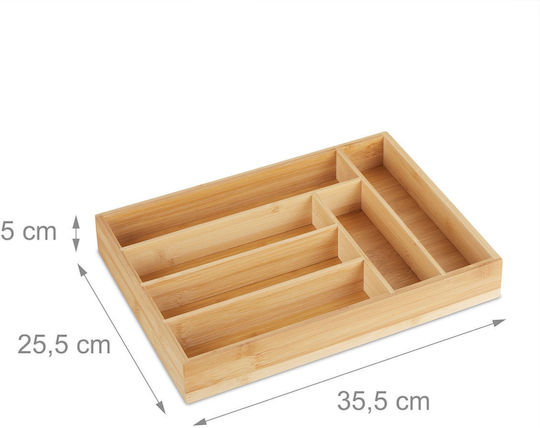 Relaxdays Besteckeinsatz für Schubladen Hölzernes 35,5x25,5x5cm Beiges
