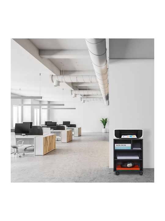 Cabinet de Birou Plastic cu roți în Culoare Neagră, 49x40x30cm