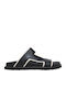 Leather Women's Flat Sandals in Black Color