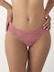 Women's String with Lace Pink