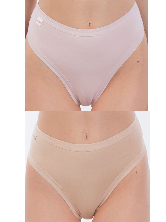 MEI Βαμβακερά High Waist Women's Brazil 2Pack P...