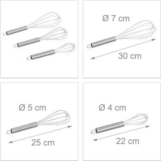 Set 3 Stainless Steel Eggs Relaxdays Silver