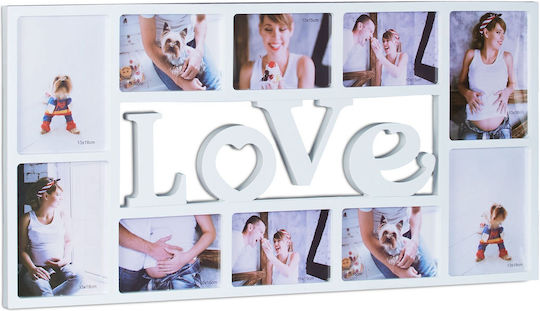 Rama Foto Colaj 10 Imagini Dragoste 36.5 X 72 X 2 Cm Alb Relaxdays