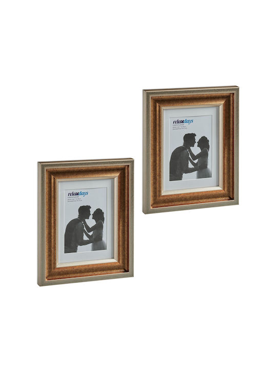 Set 2 Fotorahmen Wand Tisch 13x18 Gold Kunststoff Glas