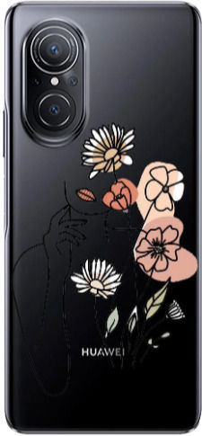 Huawei Nova 9 Se Lady Flowers Transparent Silicone TPU Case