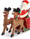 Calendar Advent Decorativ Cutie Muzicală Sanie Moș Crăciun din Lemn Multicolor 52 X 13 X 31cm
