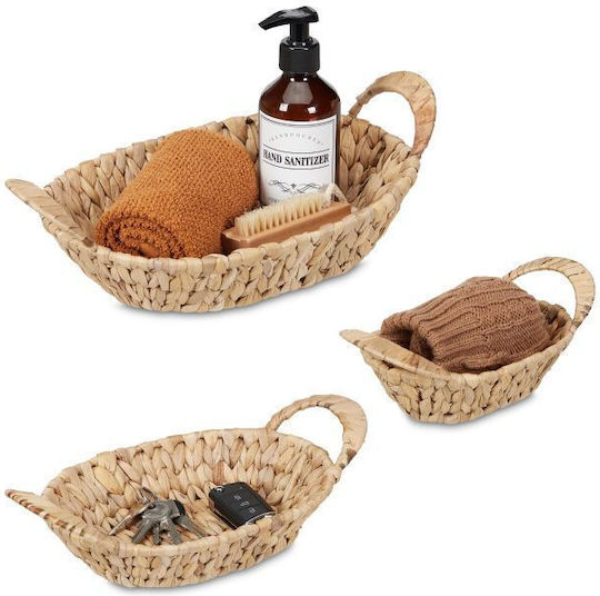 Set 3 Relaxdays Storage Baskets Willow Light Brown 10048136