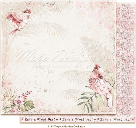 Двустранна хартия за скрапбукинг Maja Collection Tropical Garden Cockatoo