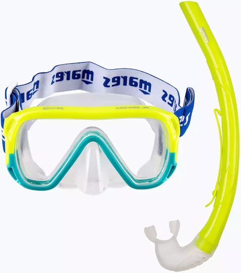 Tauchmasken mit Schnorchel Kinder Combo Keewee in Gelbe Farbe