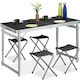 Folding Table Set 4 Folding Chairs Relaxdays Black Silver Table Dimensions 120 X 60 Cm