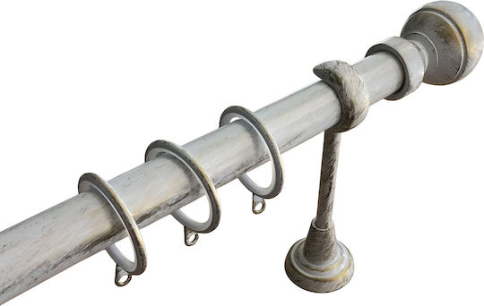 Frans Metallic Curtain Pole A3 Single Φ25mm 140cm White/Gold