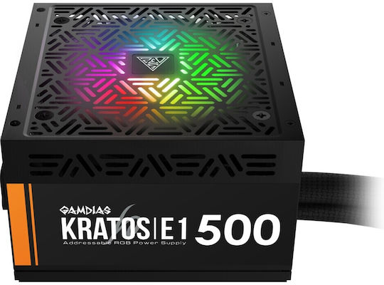 Gamdias Kratos E1-500 500W Μαύρο Τροφοδοτικό Υπολογιστή Full Wired 80 Plus Standard