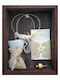 Wall-Mounted Rectangle Wedding Crown Case / Photo Frame Wooden Handmade with Walnut Glass 45x35cm