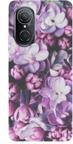 Huawei Nova 9 Se Purple Flowers Transparent Silicone TPU Case