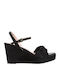 Women's Suede Ankle Strap Platforms Black