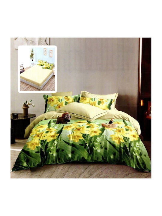 Pucioasa Set Husă de Pilotă Dublă cu 2 Fețe de Pernă 200x220 Daffodils