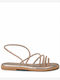 Leather Women's Flat Sandals Rose Gold Size 34 Copper