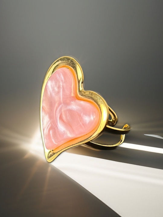 Met Ring with Stones made of Steel Gold Plated
