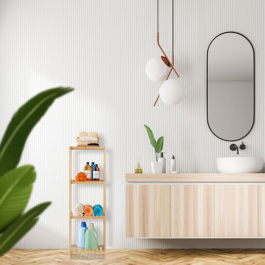 Relaxdays Boden Badezimmerregal Bamboo 116.5x38x39.5cm Braun