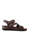 Leather Women's Flat Sandals Anatomic in Brown Color