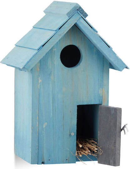 Decorative Wooden Birdhouse 24.5 X 17 X 12 Cm Blue