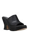 Leather Mules with Chunky Heel in Black Color