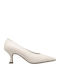 Leder Pumps mit mittelhohem Absatz Ecru
