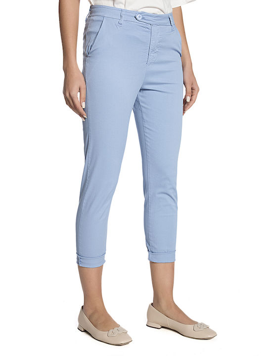 Empoli Collection Damen Stoff Capri Hose Loose Fit Blau