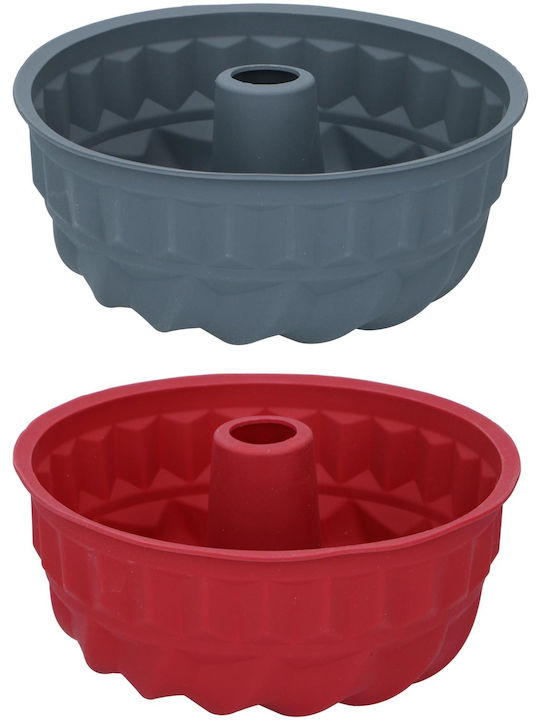 Bundt-Kuchen Silikonform Rot Weiß 24x24x10,5cm Alpina 2 Stück